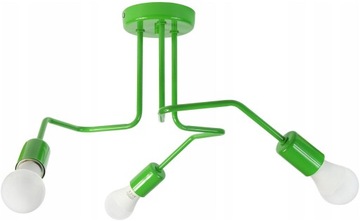 LAMPA WISZĄCA LOFT SUFITOWA MŁODZIEŻOWA ŻYRANDOL DLA DZIECI ZIELONA 3 LED