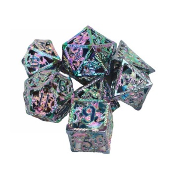 SMOK TĘCZY ZESTAW 7 METALOWYCH KOŚCI RPG