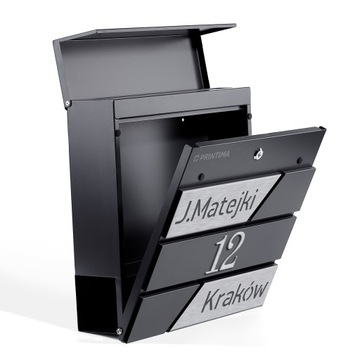 БОЛЬШОЙ ПОЧТОВЫЙ ЯЩИК С АДРЕСОМ И НОМЕРОМ ДОМА | СЕРБАНСКИЙ АНТРАЦИТ RAL 7016