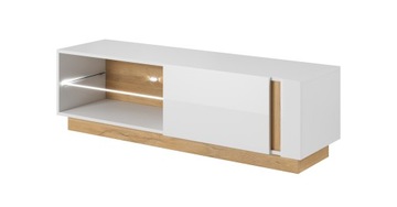 Szafka RTV Komoda TV Biały Połysk Dąb 140cm
