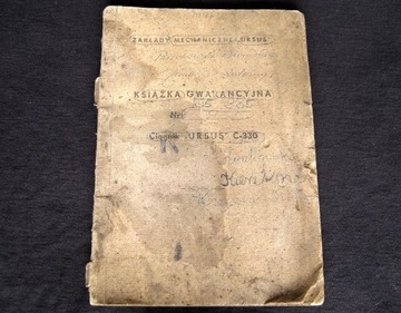 KSIĄŻKA GWARANCYJNA - URSUS C-355 - 330 INSTRUKCJA
