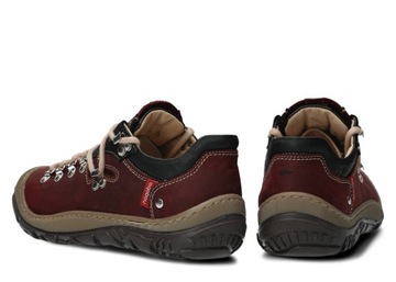 NAGABA 054 BORDO - WYGODNE, SKÓRZENE PÓŁBUTY TREKINGOWE DAMSKIE