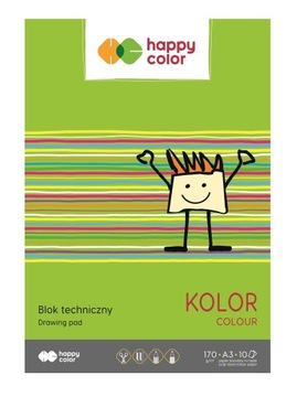 Blok techniczny kolorowy A3, 170g, 10 ark, Happy C