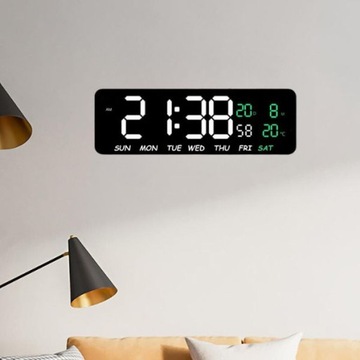 Большие цифровые светодиодные настольные/настенные часы, будильник с датой и температурой