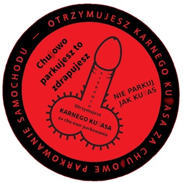 NAKLEJKI KARNE ETYKIETY KARNY ZŁE PARKOWANIE 7 CM CZERWONE DUŻE XL