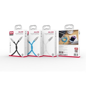 XO Kabel USB-C do Lightning klasyczny 1,2m 27W mocny elastyczny niebieski