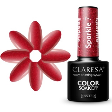 CLARESA lakier hybrydowy 5ml Sparkle 7 CZERWONY