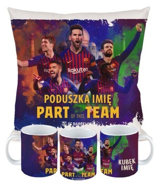 ZESTAW PODUSZKA KUBEKFC BARCELONA MESSI DLA KIBICA PREZENT + IMIĘ WZORY