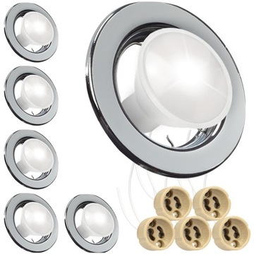 5x OPRAWKA SUFITOWA METALOWA + ŻARÓWKA GU10