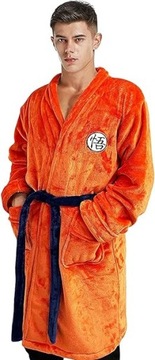 Халат-кимоно мужской, мягкий, элегантный, завязанный, оранжевый, ДЛИННЫЙ, размер L