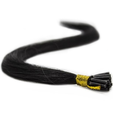 PASEMKA NA RINGI MIKRORINGI DOCZEPIANE WŁOSY 40 CM 1B bardzo ciemny brąz