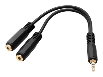 ROZGAŁĘZIACZ ROZDZIELACZ MINI JACK 3,5 MM 2x GNIAZDO MINI JACK 3,5 MM 12 CM