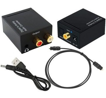 KONWERTER OPTYCZNY TOSLINK SPDIF COAXIAL NA 2x CINCH RCA LUB JACK 3,5mm
