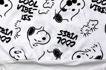 Bluza damska młodzieżowa kaptur Snoopy PEANUTS Fistaszki biało-czarna