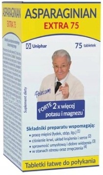 ASPARAGINIAN Extra, 75 tabletek magnez z potasem na skurcze