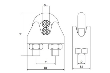 Зажим для веревки 4мм, нержавеющая сталь, А4