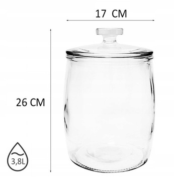 СТЕКЛЯННАЯ БАНКА, 3,8 Л, ДЕКОРАТИВНАЯ КУХОННАЯ БАНКА ДЛЯ ОГУРЦОВ С КРЫШКОЙ