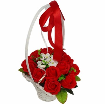 Bukiet kosz upominkowy róże mydlane PACHNĄCE PREZENT dla ŻONY TOPPER PIK