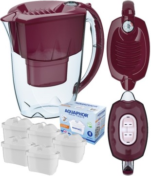5x Filtr wkład MAXFOR + dzbanek gratis Aquaphor Amethyst wiśniowy