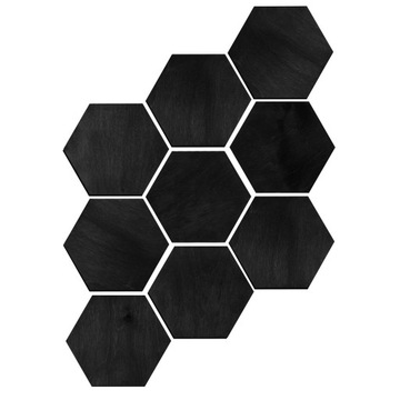 Drewniane PANEL ŚCIENNE Heksagon 3D eko BLACK 9szt