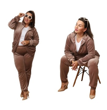 ROZPINANY WELUROWY KOMPLET DRESOWY PLUS SIZE 4XL / 48