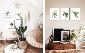 MONSTERA akwarela zestaw 3 plakaty 21x30 #98A