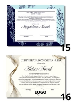 Certyfikat Dyplom ukończenia kursu szkolenia dla Firm Personalizowane a4