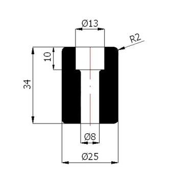 ДЛЯ ВОРОТ НАПРАВЛЯЮЩИЙ РОЛИК С ВИНТОМ 25 мм RB-25S