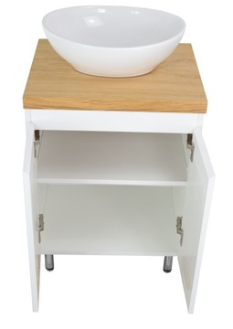 ШКАФ ПОД УМЫВАЛЬНИК 50 СМ, БЕЛЫЙ ЛАК ДУБОВАЯ СТОЛЕШНЯ