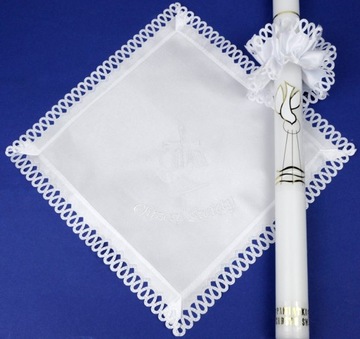 Крестильный набор - халат и свеча с украшением.