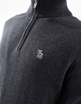 ABERCROMBIE & FITCH SZARY SWETER GOLF ZAMEK LOGO EFL XXJ__L