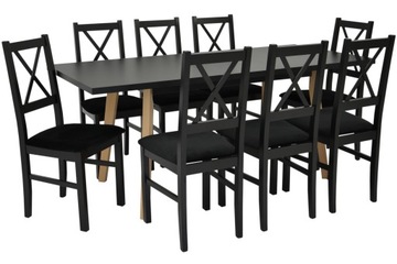 Stół 80x140/180 cm i 8 krzeseł X / WYBÓR TKANIN