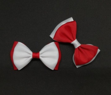 Заколки-бантики, 2 шт, белые и красные