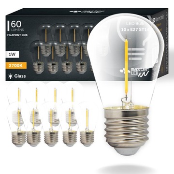 10x Żarówka E27 LED FILAMENT 1W CIEPŁA do girland
