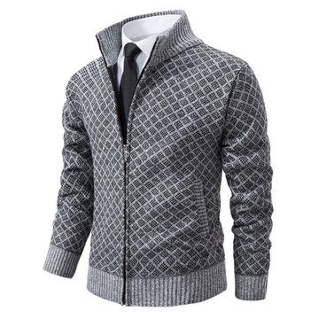 ELEGANCKI SWETER MĘSKI SWETER ZE STÓJKĄ MODNA KURTKA