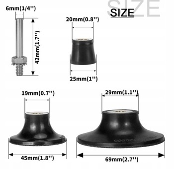 Опорный диск ROLOC диаметром 70 мм на шпинделе 6 мм Резиновая накладка для шлифовальной машинки