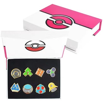ODZNAKI LIGI POKEMON PRZYPINKI ASH PIKACHU BOX