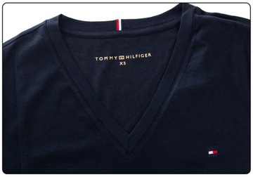 TOMMY HILFIGER KOSZULKA T-SHIRT V-NECK NAVY r. XXS