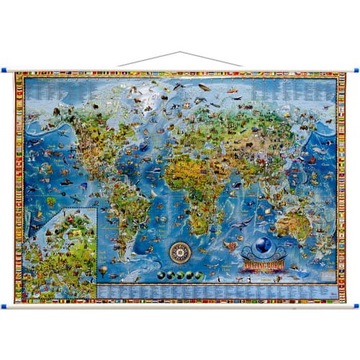 ŚWIAT MAPA ŚCIENNA DLA DZIECI AMAZING WORLD DUŻA