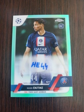 Hugo Ekitike autograf auto Topss Chrome PSG aqua