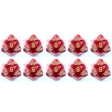 ZESTAW 10 KOSTEK K20 RPG KORONACJA KOŚĆ DWUDZIESTOŚCIENNA