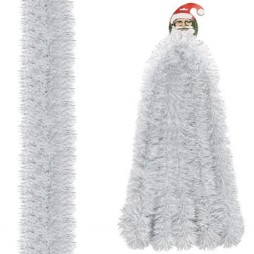 ŁAŃCUCH CHOINKOWY srebrny 6m GIRLANDA ŚWIĄTECZNA NA CHOINKĘ XXL gruby 7cm