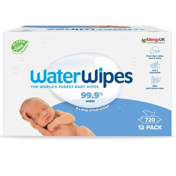 Chusteczki dla niemowląt nawilżane WaterWipes Bio 12 x 60 szt ( 720 sztuk )