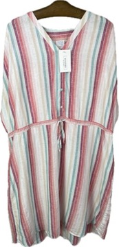 Sukienka kolorowa w paski super skład len rayon TIME AND TRU r. 4XL/5XL