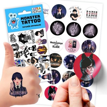ZESTAW NAKLEJKI + TATUAŻE DLA DZIECI DZIECIĘCE WEDNESDAY JAKOŚĆ