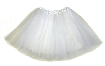 ЮБКА ИЗ ТЮЛЯ, 30 см, на подкладке, БЕЛАЯ