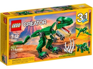 KLOCKI LEGO CREATOR 31058 POTĘŻNE DINOZAURY 3W1 JEDEN ZESTAW TRZY DINOZAURY