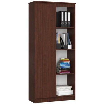 Pojemny regał 8 półek wenge 1 drzwi 80 cm duży