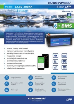 Akumulator LiFePO4 EUROPOWER 12,8 V 200 Ah