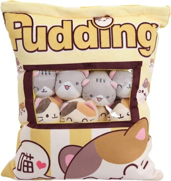 Śliczna poduszka na przekąski, przytulanka Pudding, dekoracyjna, wyjmowane